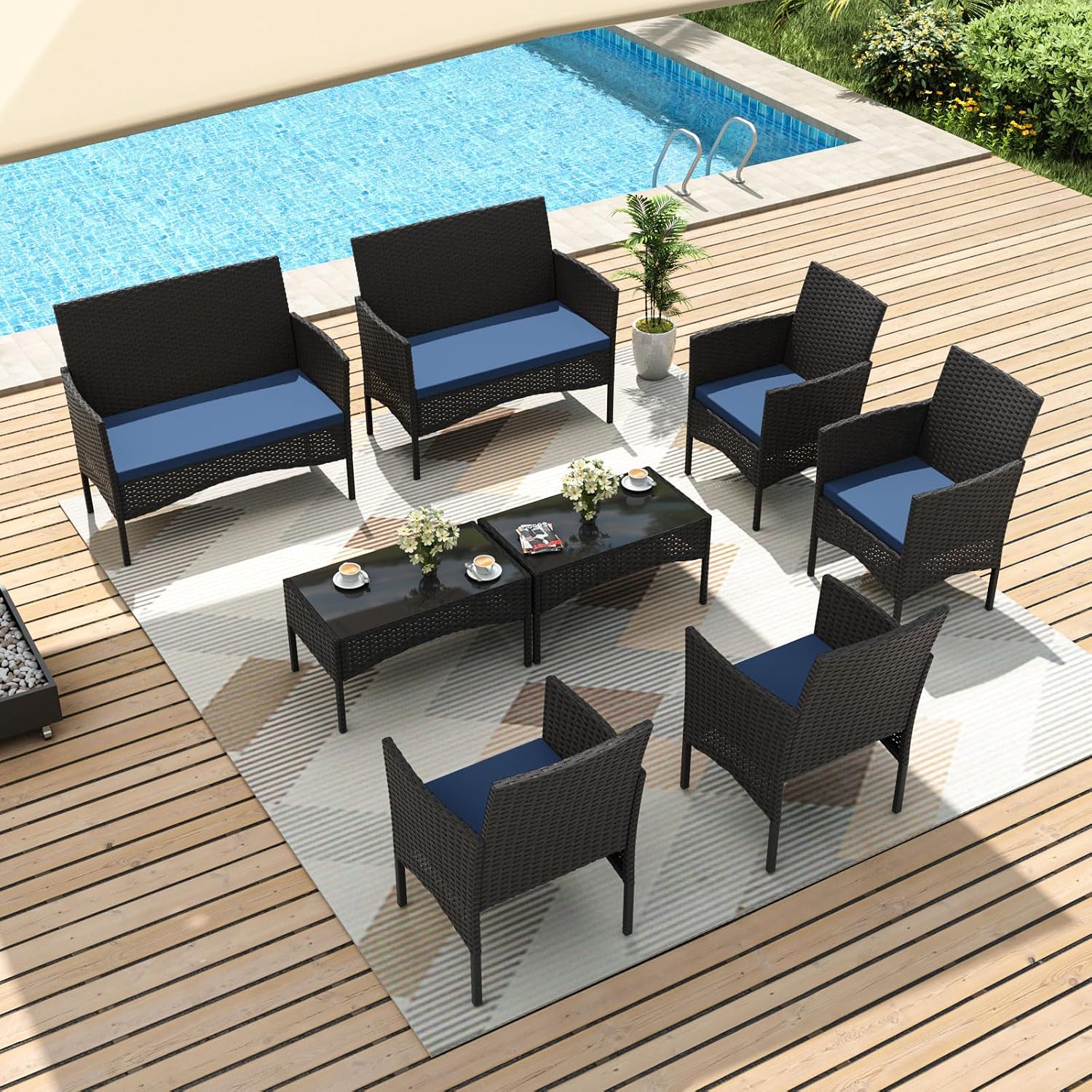 Set di Mobili da Patio in 8 Pe - Outdoor Furniture Metal Chairs recensione e prezzo