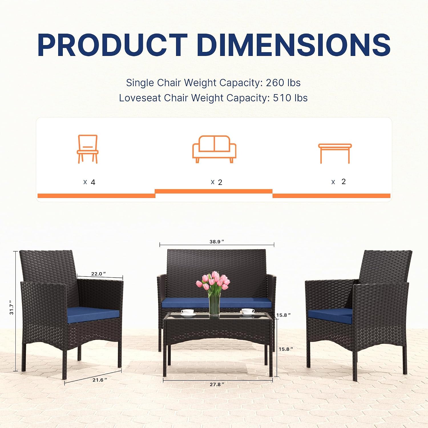 Set di Mobili da Patio in 8 Pe - Outdoor Furniture Metal Chairs recensione e prezzo